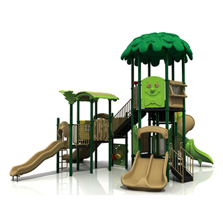 Parque infantil al aire libre del bosque para niños con equipo de tobogán para parque de atracciones