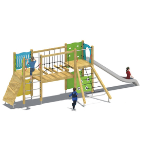 Equipo al aire libre del patio de los juegos plásticos de la diapositiva de la guardería de los niños del HDPE con la red de la cuerda